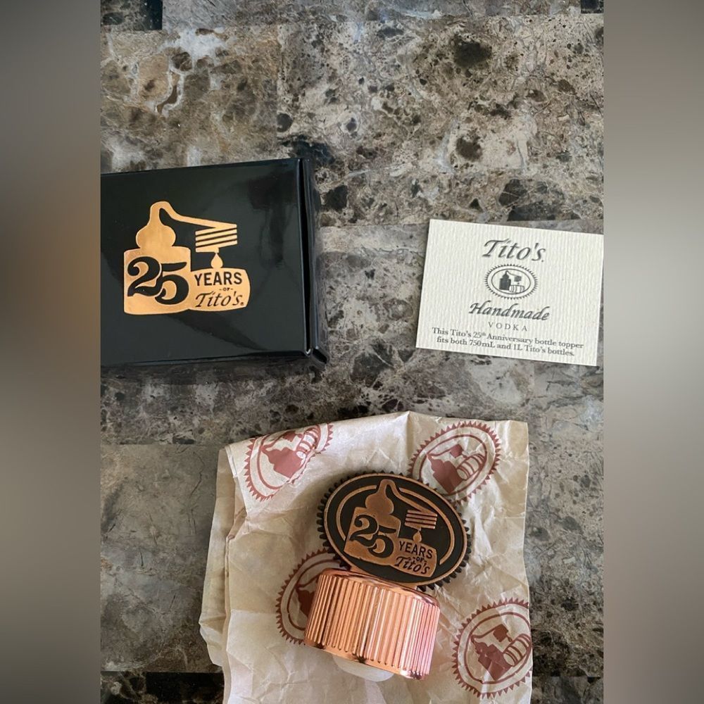 Tito's Vodka 25th Anniversary Bottle Topper Stopper OS Collectible New in Box